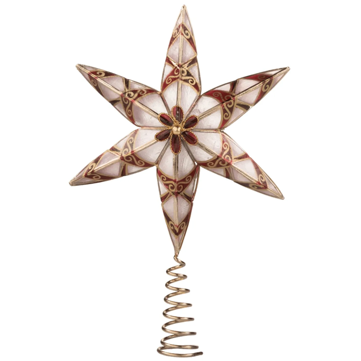 Baumspitze Stern Mit Roten Ornamenten