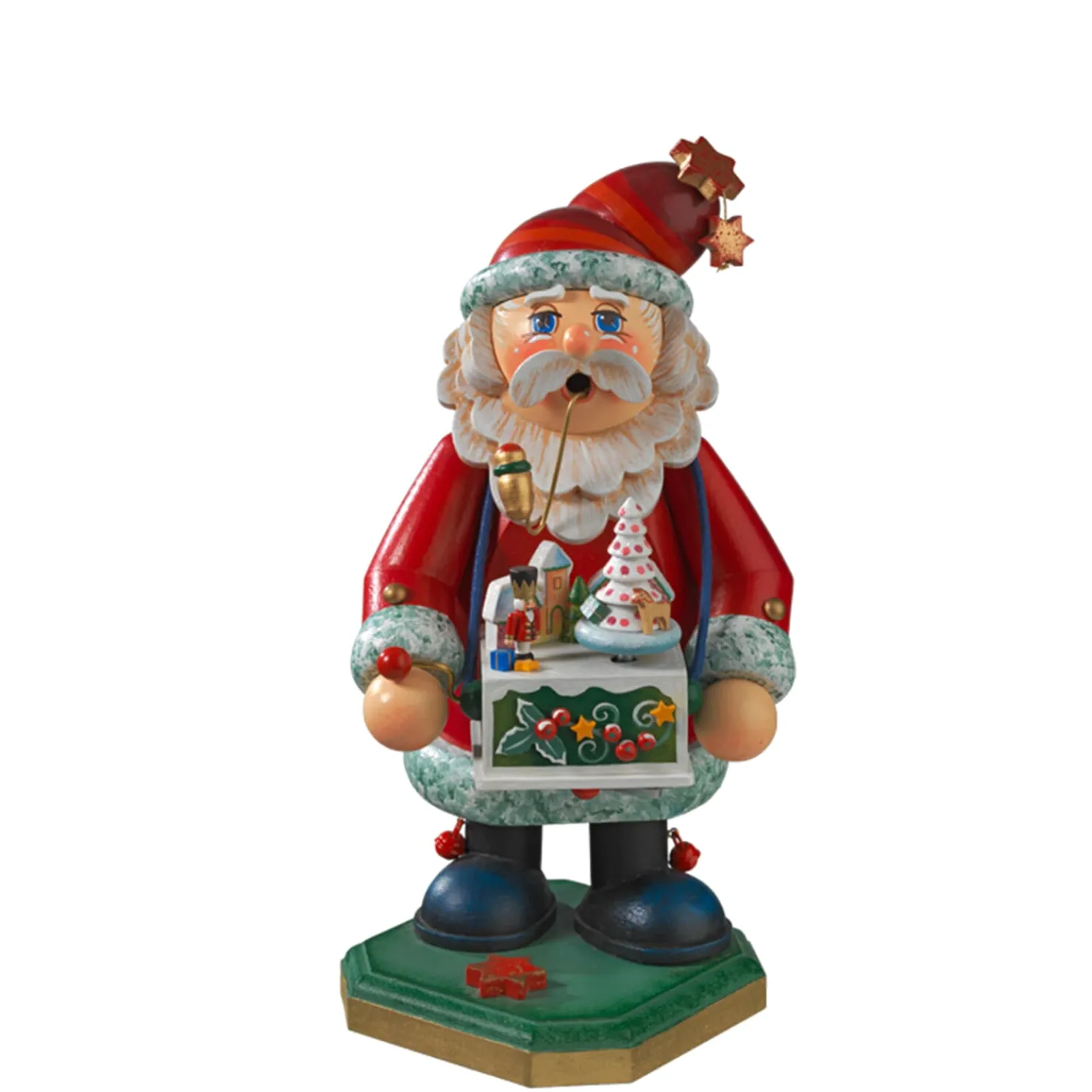 Holzknoddl "Weihnachtsmann Mit Spieldose", Rauchermann