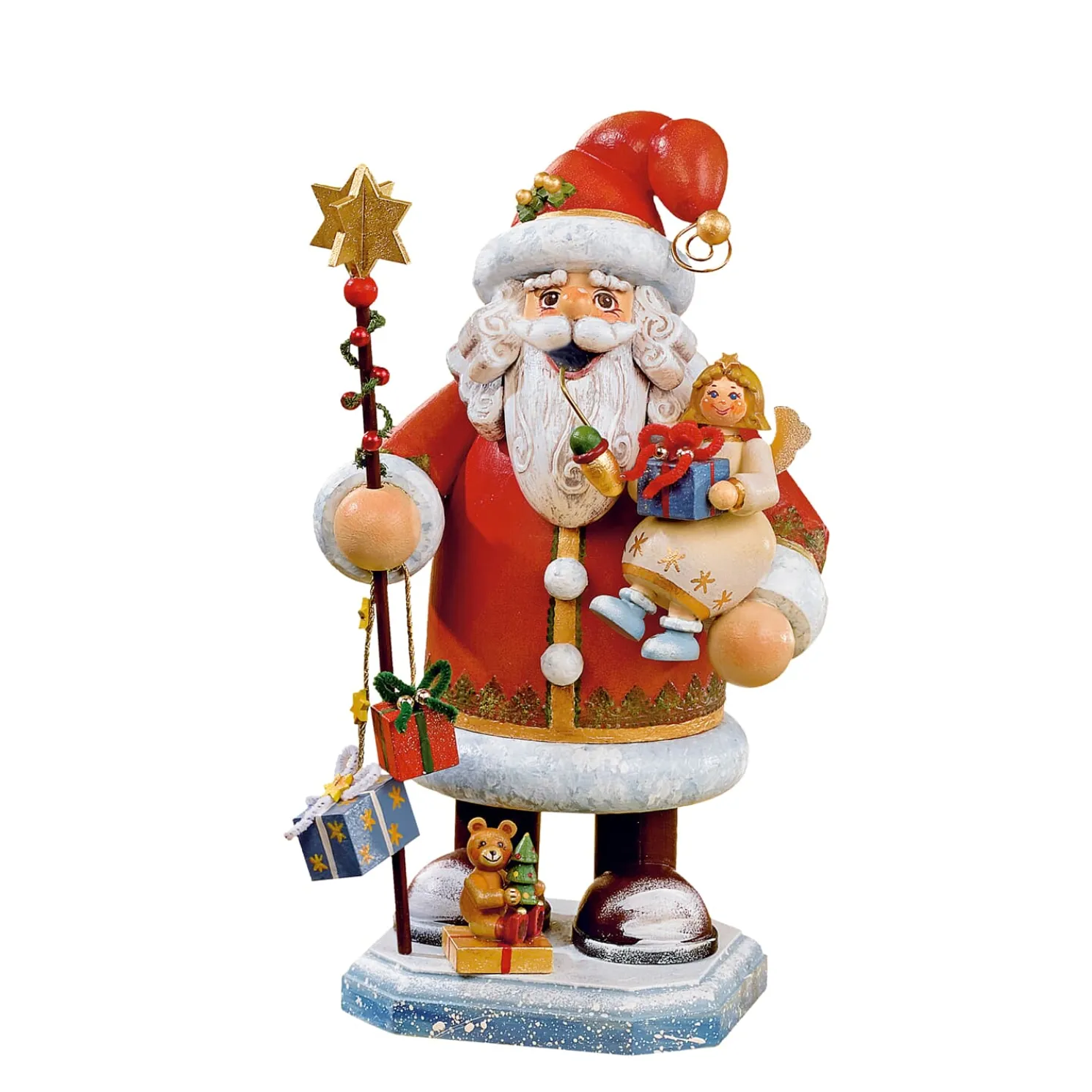 Holzknoddl "Weihnachtsmann Mit Engel", Rauchermann